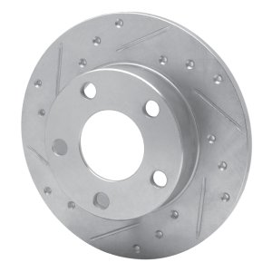 Audi A4 Quattro Brake Rotor (1) - Rear Left - R1 Concepts - Drilled and Slotted - Silver - `96-`05